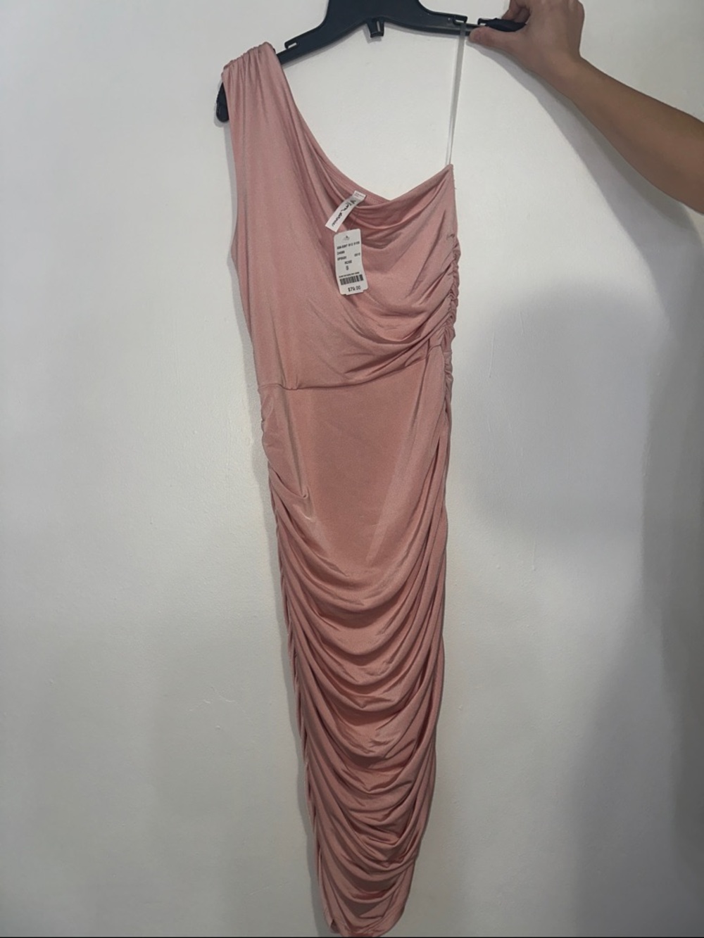le chateau One-Shoulder Ruched Dusty Pink Dress